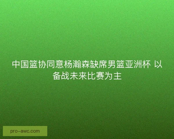 中国篮协同意杨瀚森缺席男篮亚洲杯 以备战未来比赛为主